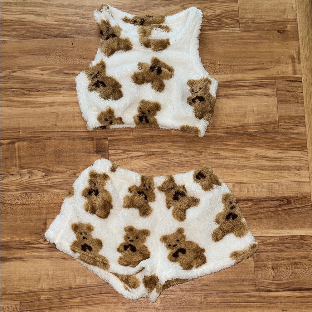 Cozy Teddy Bear Print Pajama Set